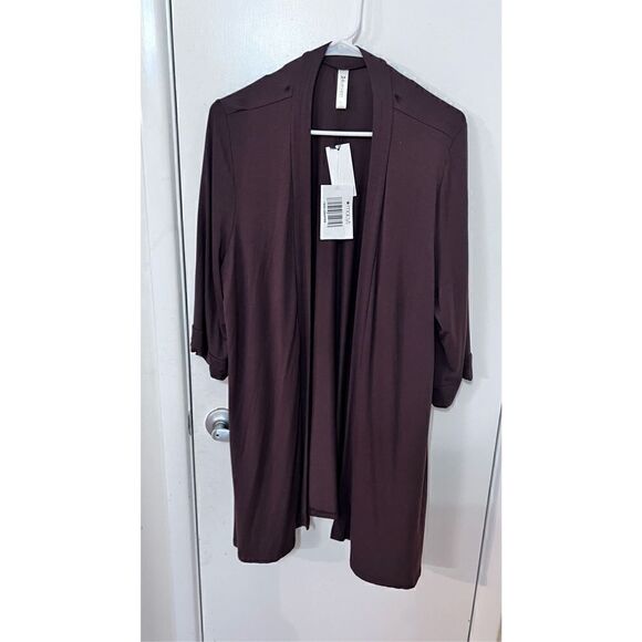 24Seven Comfort Apparel Womens Open Front Cardigan Brown Plus Size 1X P1-256 NWT - Picture 1 of 13